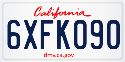 CA license plate 6XFK090