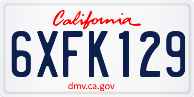 CA license plate 6XFK129