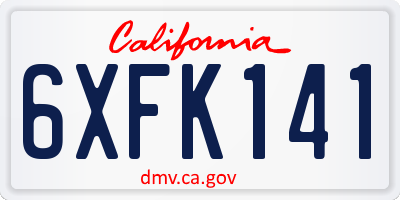 CA license plate 6XFK141