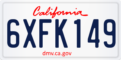 CA license plate 6XFK149