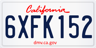 CA license plate 6XFK152