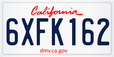 CA license plate 6XFK162