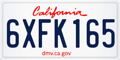 CA license plate 6XFK165