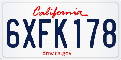 CA license plate 6XFK178