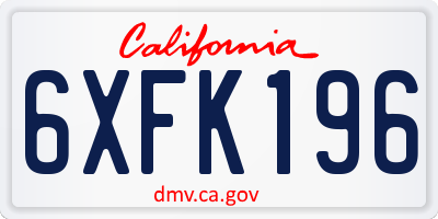 CA license plate 6XFK196