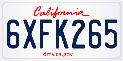 CA license plate 6XFK265
