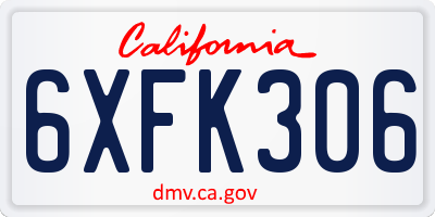 CA license plate 6XFK306