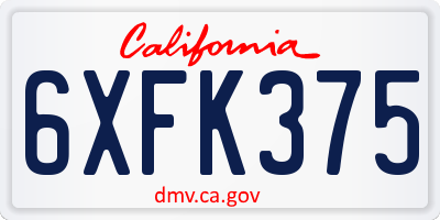 CA license plate 6XFK375