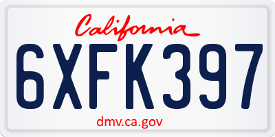 CA license plate 6XFK397