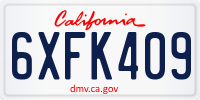 CA license plate 6XFK409