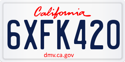 CA license plate 6XFK420