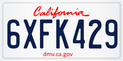CA license plate 6XFK429