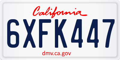 CA license plate 6XFK447