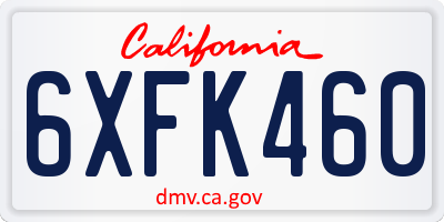 CA license plate 6XFK460