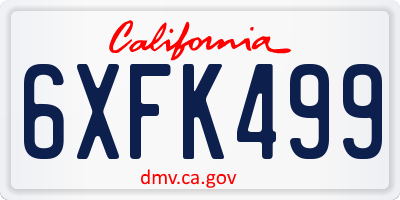 CA license plate 6XFK499