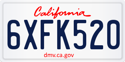 CA license plate 6XFK520