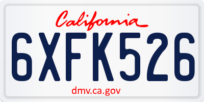 CA license plate 6XFK526