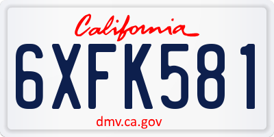 CA license plate 6XFK581