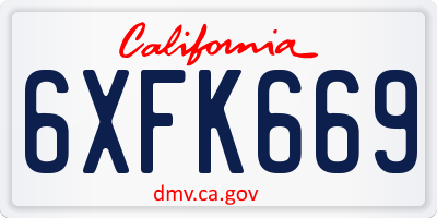 CA license plate 6XFK669
