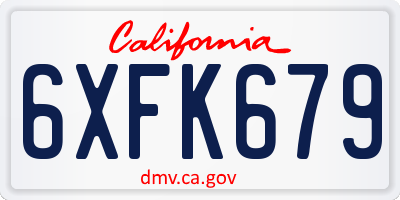 CA license plate 6XFK679