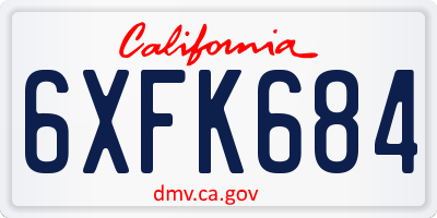 CA license plate 6XFK684