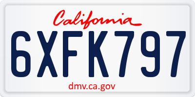 CA license plate 6XFK797