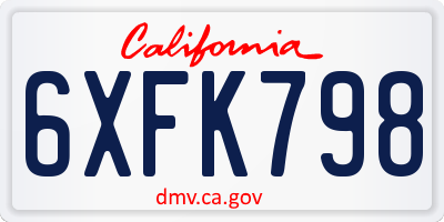 CA license plate 6XFK798