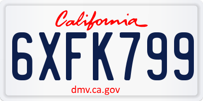 CA license plate 6XFK799