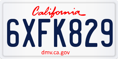 CA license plate 6XFK829