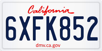 CA license plate 6XFK852