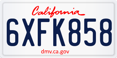 CA license plate 6XFK858