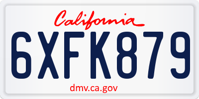 CA license plate 6XFK879