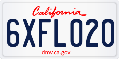 CA license plate 6XFL020
