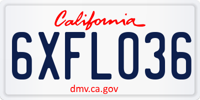 CA license plate 6XFL036