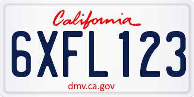CA license plate 6XFL123