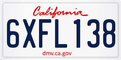 CA license plate 6XFL138
