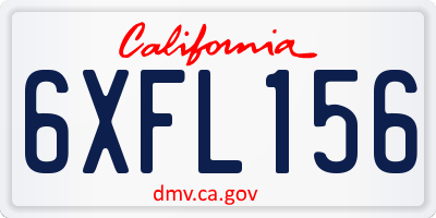 CA license plate 6XFL156