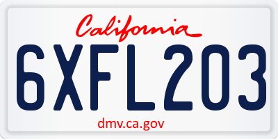 CA license plate 6XFL203