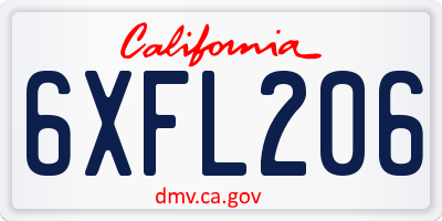 CA license plate 6XFL206
