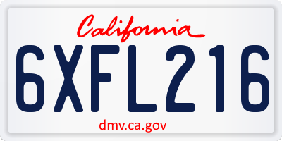 CA license plate 6XFL216