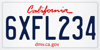 CA license plate 6XFL234
