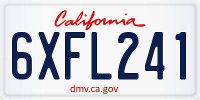 CA license plate 6XFL241