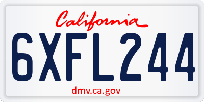 CA license plate 6XFL244