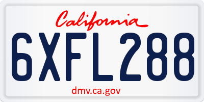 CA license plate 6XFL288