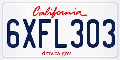 CA license plate 6XFL303