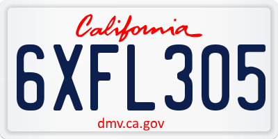 CA license plate 6XFL305