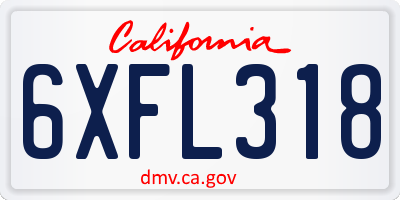 CA license plate 6XFL318