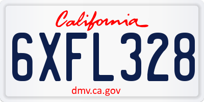 CA license plate 6XFL328