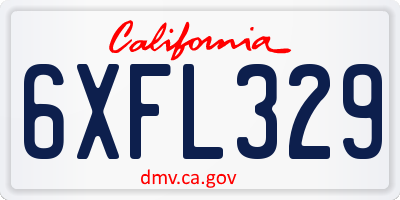 CA license plate 6XFL329