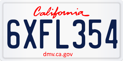 CA license plate 6XFL354